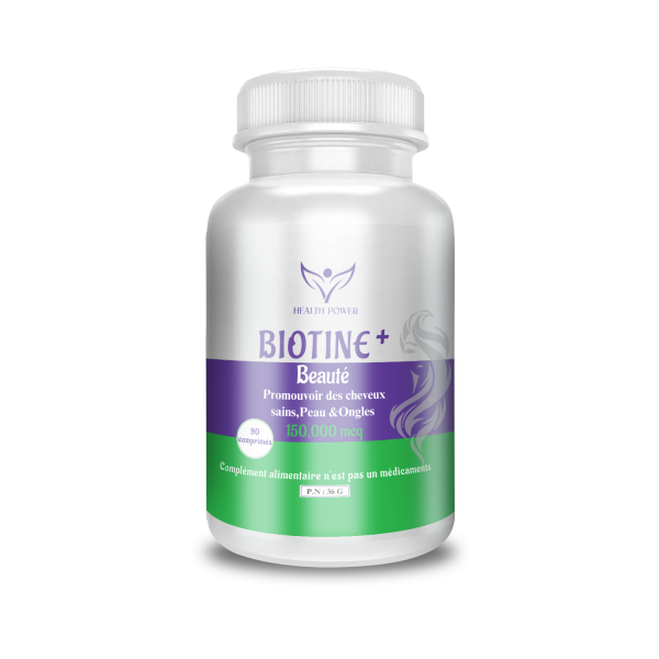 Biotine Cheveux – 90 comprimés + Vitamine C Offerte (30 comprimés)